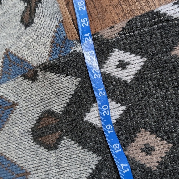 Lazarus Vintage 80's Wool Blend Geometric Full Zip Old Man Sweater Size Large - Picture 6 of 7